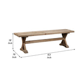 Benzara Rectangular Wooden Dining Bench with X Pedestal Legs, Brown BM239706 Brown Reclaimed Wood BM239706