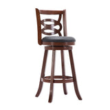 29 Inches Swivel Wooden Counter Stool with Geometric Back, Brown