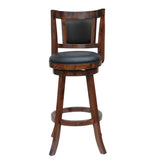 29 Inches Swivel Wooden Frame Counter Stool with Padded Back, Brown