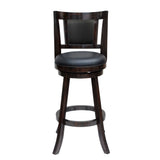 24 Inches Swivel Wooden Frame Counter Stool with Padded Back, Dark Brown