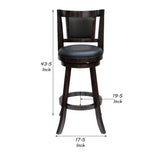 Benzara 29 Inches Swivel Wooden Frame Counter Stool with Padded Back, Dark Brown BM239714 Brown Solid Wood and Faux Leather BM239714