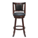 24 Inches Swivel Wooden Frame Counter Stool with Padded Back, Brown