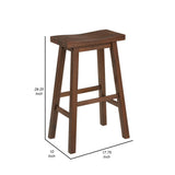 Benzara Saddle Design Wooden Barstool with Grain Details, Brown BM239729 Brown Solid Wood BM239729