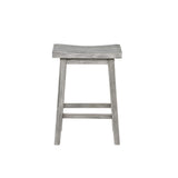 Benzara Saddle Design Wooden Counter Stool with Grain Details, Gray BM239730 Gray Solid Wood BM239730