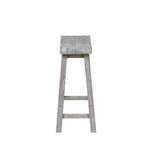 Benzara Saddle Design Wooden Counter Stool with Grain Details, Gray BM239730 Gray Solid Wood BM239730