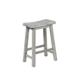 Saddle Design Wooden Counter Stool with Grain Details, Gray