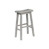 Saddle Design Wooden Barstool with Grain Details, Gray