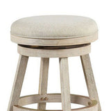 Benzara Wooden Swivel Counter Stool with Round Fabric Seat, Gray BM239735 Gray Solid wood BM239735