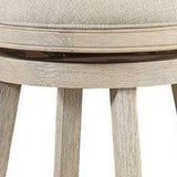 Benzara 29 Inches Wooden Swivel Bar Stool with Round Fabric Seat, Gray BM239736 Gray Solid wood BM239736