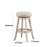 Benzara 29 Inches Wooden Swivel Bar Stool with Round Fabric Seat, Gray BM239736 Gray Solid wood BM239736