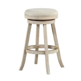 29 Inches Wooden Swivel Bar Stool with Round Fabric Seat, Gray