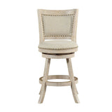 Benzara Curved Back Wooden Swivel Counter Stool with Nailhead Trim, Gray BM239738 Gray Solid wood BM239738