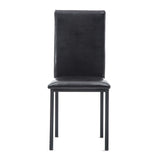 Benzara Leatherette Elongated Back Dining Chair, Set of 4, Black BM239742 Black Metal, Leatherette BM239742
