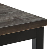 Benzara Wooden Top Counter Height Table with Metal Block Legs, Gray BM239746 Gray Metal, Solid wood BM239746