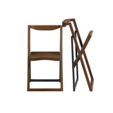 Benzara Curved Trim Panel Back Foldable Chair, Set of 2, Brown BM239751 Brown Solid wood, Plywood, Metal BM239751