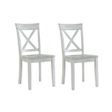 Wooden Dining Chair with X Shaped Back, Set of 2, White