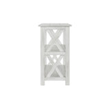 Benzara 2 Shelf Wooden Entryway Table with X Shaped Accent, White BM239763 White MDF, Solid wood BM239763