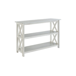 Benzara 2 Shelf Wooden Entryway Table with X Shaped Accent, White BM239763 White MDF, Solid wood BM239763