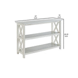 Benzara 2 Shelf Wooden Entryway Table with X Shaped Accent, White BM239763 White MDF, Solid wood BM239763