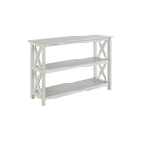 Benzara 2 Shelf Wooden Entryway Table with X Shaped Accent, White BM239763 White MDF, Solid wood BM239763