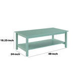 Benzara 1 Open Shelf Wooden Coffee Table with Block Legs, Blue BM239766 Blue MDF, Solid wood BM239766