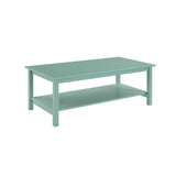 Benzara 1 Open Shelf Wooden Coffee Table with Block Legs, Blue BM239766 Blue MDF, Solid wood BM239766