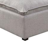 Benzara Fabric Upholstered Ottoman with Pillow Top Seat and Welt Trim, Gray BM239782 Gray Solid Wood and Fabric BM239782