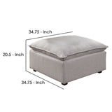 Benzara Fabric Upholstered Ottoman with Pillow Top Seat and Welt Trim, Gray BM239782 Gray Solid Wood and Fabric BM239782