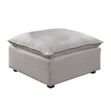 Benzara Fabric Upholstered Ottoman with Pillow Top Seat and Welt Trim, Gray BM239782 Gray Solid Wood and Fabric BM239782