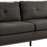 Benzara Fabric Upholstered Sofa with Track Arms and Nailhead Trim, Dark Gray BM239784 Gray Solid Wood and Fabric BM239784