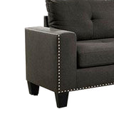 Benzara Fabric Upholstered Sofa with Track Arms and Nailhead Trim, Dark Gray BM239784 Gray Solid Wood and Fabric BM239784