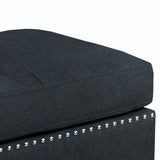 Benzara Nailhead Trim Fabric Upholstered Ottoman with Box Cushion Seat, Dark Gray BM239787 Gray Solid Wood and Fabric ` BM239787