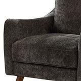 Benzara Fabric Upholstered Chair with Tapered Angled Legs, Dark Gray BM239788 Gray Solid Wood and Fabric BM239788