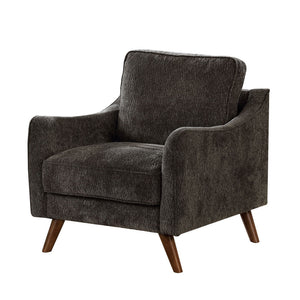 Benzara Fabric Upholstered Chair with Tapered Angled Legs, Dark Gray BM239788 Gray Solid Wood and Fabric BM239788