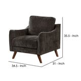 Benzara Fabric Upholstered Chair with Tapered Angled Legs, Dark Gray BM239788 Gray Solid Wood and Fabric BM239788