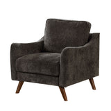 Fabric Upholstered Chair with Tapered Angled Legs, Dark Gray