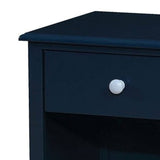 Benzara Transitional 1 Drawer Wooden Nightstand with Open Compartment, Blue BM239794 Blue Solid Wood BM239794