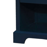 Benzara Transitional 1 Drawer Wooden Nightstand with Open Compartment, Blue BM239794 Blue Solid Wood BM239794