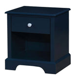 Benzara Transitional 1 Drawer Wooden Nightstand with Open Compartment, Blue BM239794 Blue Solid Wood BM239794