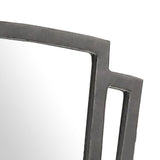 Benzara Tapered Fabric Frame Mirror with Mounting Hardware, Dark Gray BM239798 Gray Solid Wood, Fabric and Veneer BM239798