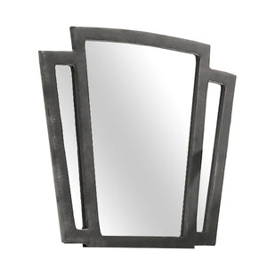 Benzara Tapered Fabric Frame Mirror with Mounting Hardware, Dark Gray BM239798 Gray Solid Wood, Fabric and Veneer BM239798