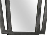 Benzara Tapered Fabric Frame Mirror with Mounting Hardware, Dark Gray BM239798 Gray Solid Wood, Fabric and Veneer BM239798