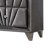 Benzara 2 Drawer Fabric Frame Nightstand with Tufted Accent, Gray BM239799 Gray Solid Wood, Metal Fabric and Veneer BM239799