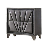 2 Drawer Fabric Frame Nightstand with Tufted Accent, Gray