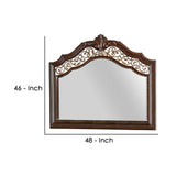 Benzara Molded Wooden Frame Mirror with Ornate Detailing, Brown By Casagear Home BM239800 Brown Solid Wood, Veneer and Mirror BM239800