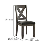 Benzara Side Chair with Padded Seating and X Backrest, Set of 2, Gray BM239809 Gray Solid Wood, Veneer, and Fabric BM239809