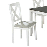 Benzara 5 Piece Dining Table Set with Padded Seat and X Back, White BM239816 White Solid Wood, Veneer and Fabric BM239816