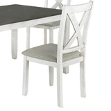 Benzara 5 Piece Dining Table Set with Padded Seat and X Back, White BM239816 White Solid Wood, Veneer and Fabric BM239816