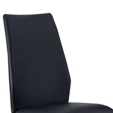 Benzara Z Style Side Chair with Leatherette Seating, Set of 2, Black BM239818 Black Solid Wood, Metal and Faux Leather BM239818