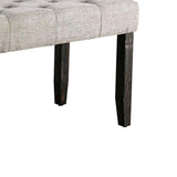 Benzara 48 Inches Bench with Tufted Seat and Chamfered Legs, Light Gray BM239821 Gray Solid Wood and Fabric BM239821